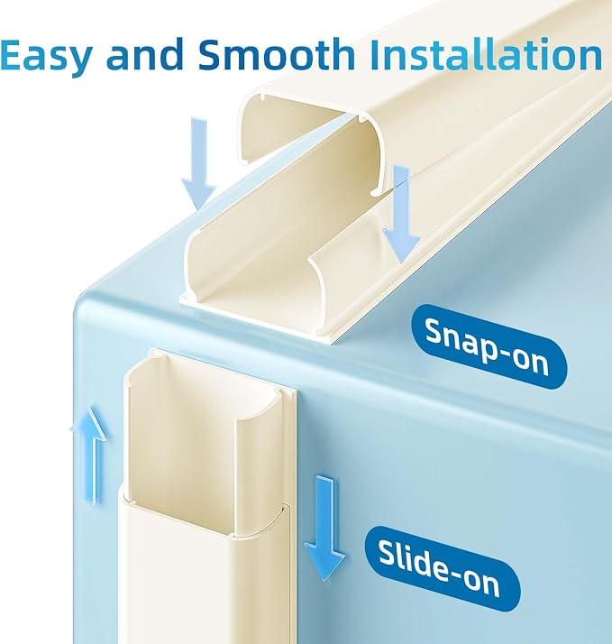 Yecaye 142in Wall Cord Hider for 2-3 Cords, W0.94in H0.47in, On-Wall Cord Cover - Image 4