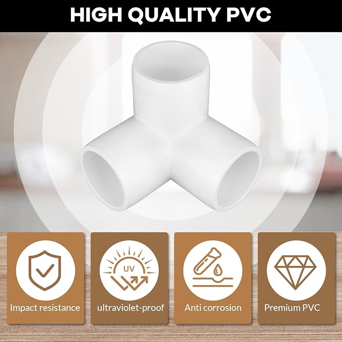 12-Pack 3 Way PVC Fittings 3/4 Inch, Furniture Grade PVC Pipe Connector Elbow - Image 3