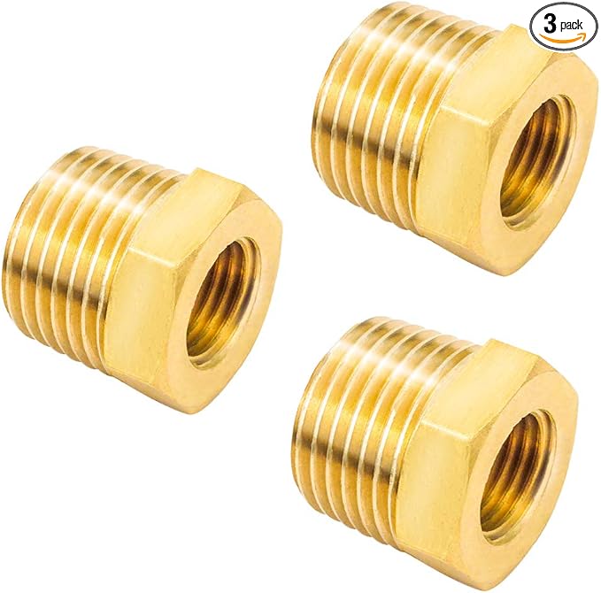 Joywayus 3Pcs Brass Reducing Hex Bushing 3/8" NPT Male to 1/4" NPT Female | by Joywayus