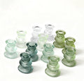 Green Glass Candle Holders 12 Pcs, Ribbed Taper Candle Holders Bulk, Vintage by WDHODEC
