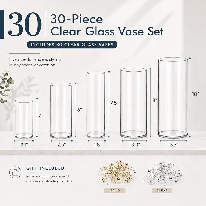 30pcs Glass Vase Cylinder Vases - Image 5