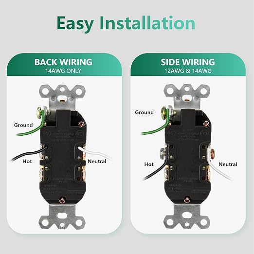 Wengart 15 Amp Decorator Receptacle, Non-Tamper-Resistant Electrical Outlet - Image 8