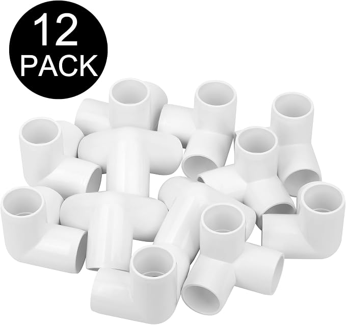 12Pack 1IN 3-Way Elbow PVC Fittings Furniture Grade SCH40 1" Tee 3 Way PVC Pipe - Image 6