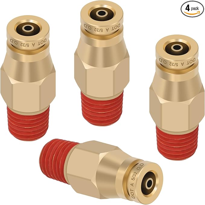 DOT Approved Male Straight Brass Union 5/32" Tube x 1/16" NPT, Quick Connect by BOERAY