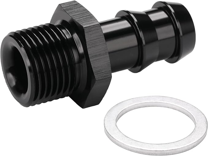 M18x1.5 Male Metric to 1/2 Barb Fuel Pump Inlet Adapter Fitting Aluminum Black - Image 4