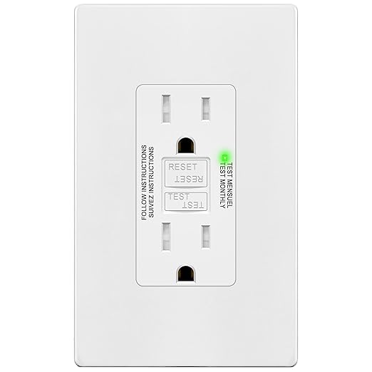 TG GFCI Outlet 15 Amp, Electrical Tamper-Resistant Receptacle, Self-Test | by TG