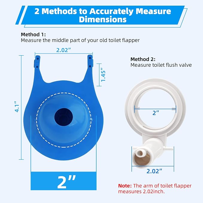 2 Pack Universal 2-Inch Toilet Flapper, Adjustable Metal Chain, Heavy Duty | - Image 2
