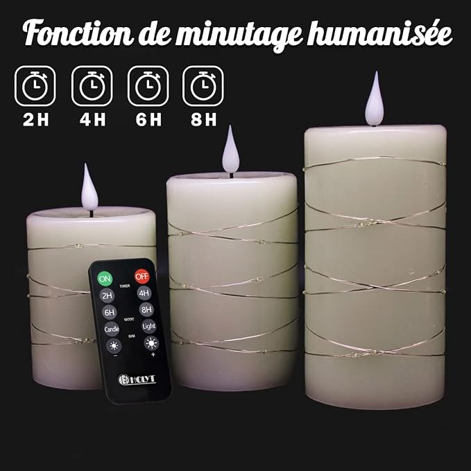 LEDHOLYT Rechargeable Flameless Candles, Embedded Star String Flickering Real - Image 3