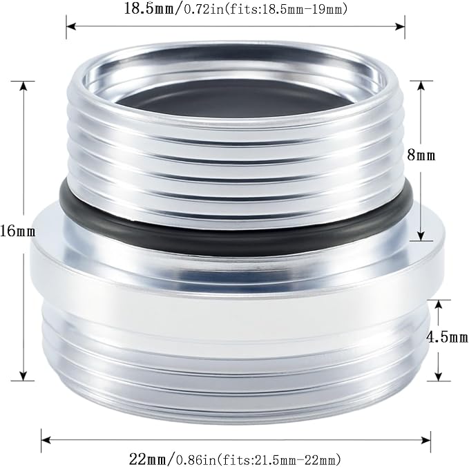 Faucet Aerator Adapter, M18.5 Male to 55/64" Male Adapter | Chrome Brass Faucet - Image 2
