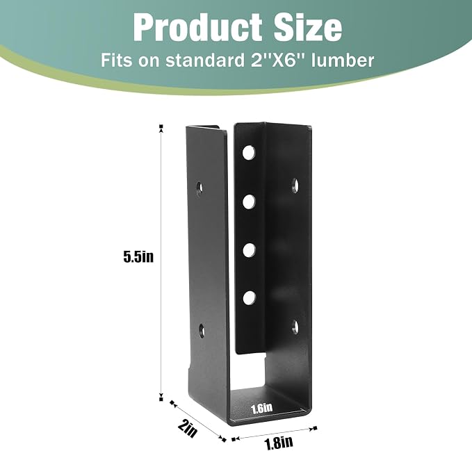 2x6 Joist Hanger 16PCS, Outdoor Trim Concealed-Flange Joist Bracket | Railing - Image 2