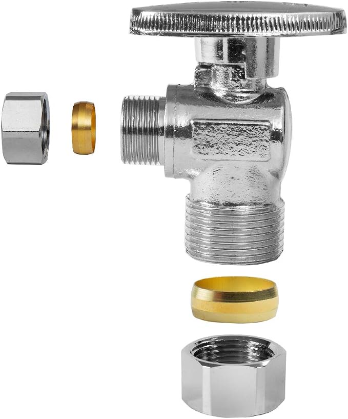 1PCS EFIELD Angle Stop Valve 1/2" Nominal Compression x 3/8" OD | 1/4 Turn - Image 2