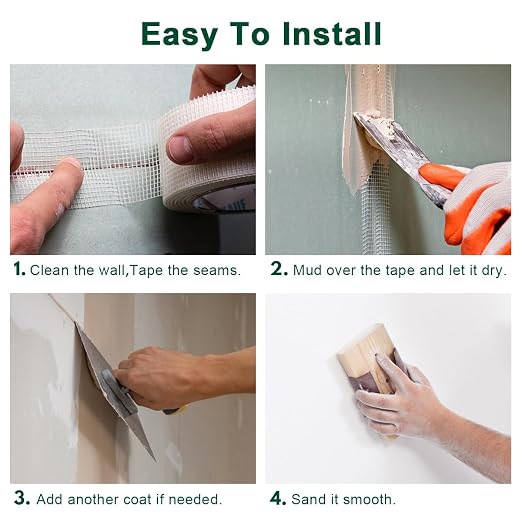 Drywall Joint Tape 1.97IN x 180 FT, Heavy-Duty Self-Adhesive Fiberglass Mesh - Image 5