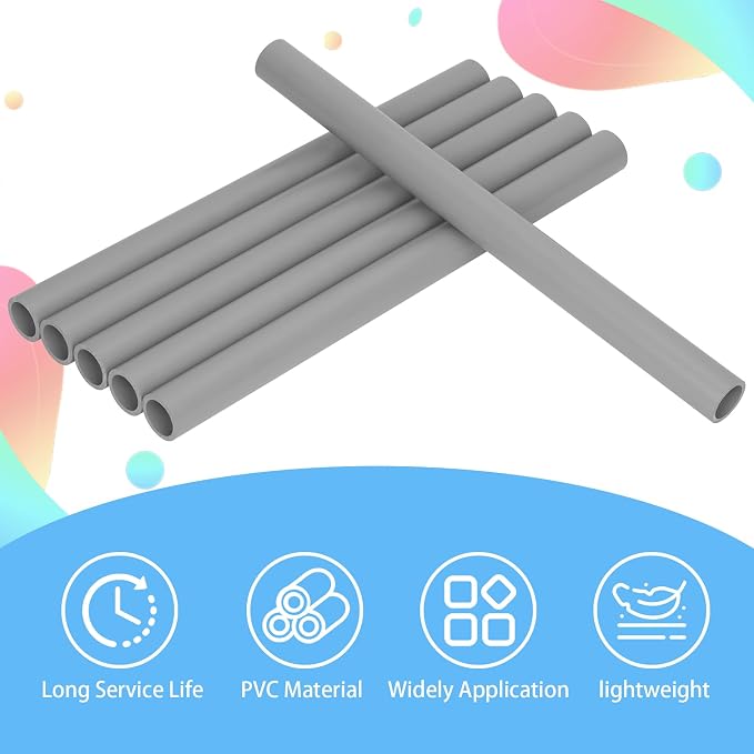 6Pcs 1 Inch Grey Electrical Conduit PVC Pipe 17" Long Sch40 PVC Rigid Tube - Image 4