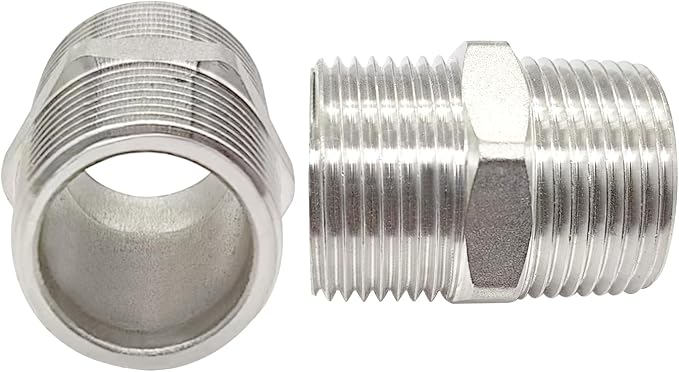 1" Male to 1" Male NPT Hex Nipple, Pipe Fittings 304 Stainless Steel Threaded - Image 3