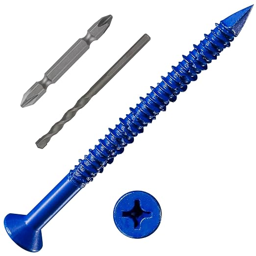 WenSilon 3/16" x3-3/4 Concrete Screw Anchor Blue Flat Head by Wensilon