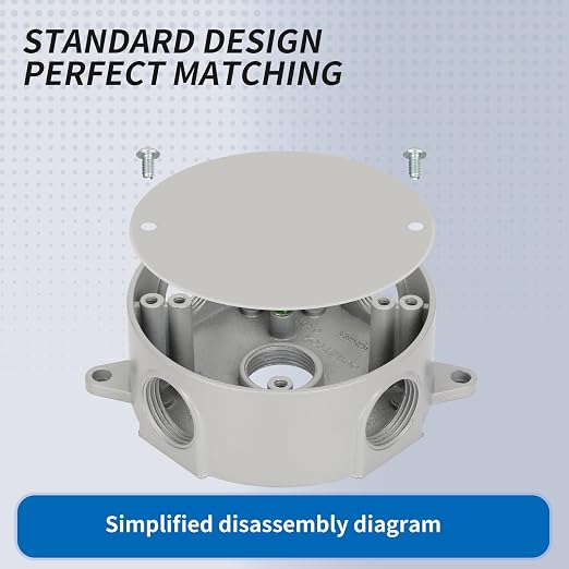 Round Electrical Outlet Box, 5 Hole 3/4-Inch Surface Mount Outlet Box | - Image 4