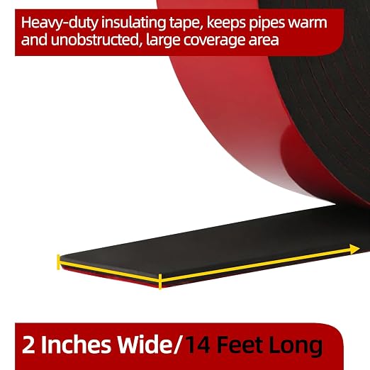 2 inch x 14 ft Pipe Insulation Tape, Outdoor Pipe Insulation Foam Tube - Image 2