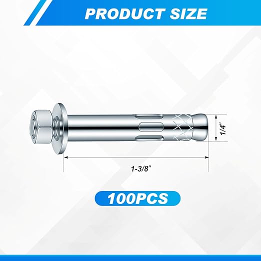 100 Pack 1/4" x 1-3/8" Sleeve Anchors - Image 2