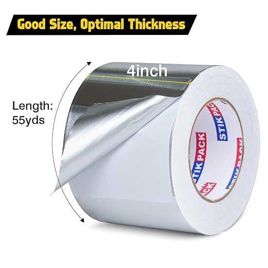 Aluminum Foil Tape 4 inch x 165ft Heavy Duty HVAC Duct Tape - Image 2