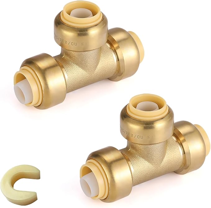 300PC HeSun 3/4" Pushfit Tee, Push to Connect Plumbing Fittings | Brass by HeSun