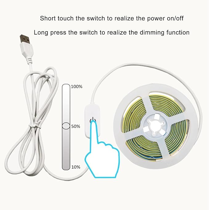 ZSLAIFU A 5V USB LED Light Strip, COB LED Strip Lights, Warm 5V LED Lights - Image 5