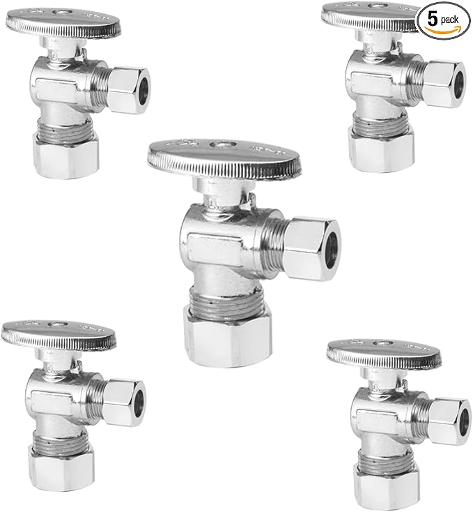 5 Pack GUOFIS Angle Compression Stop Valve, 1/4 Turn Water Shut Off Valve | by GUOFIS