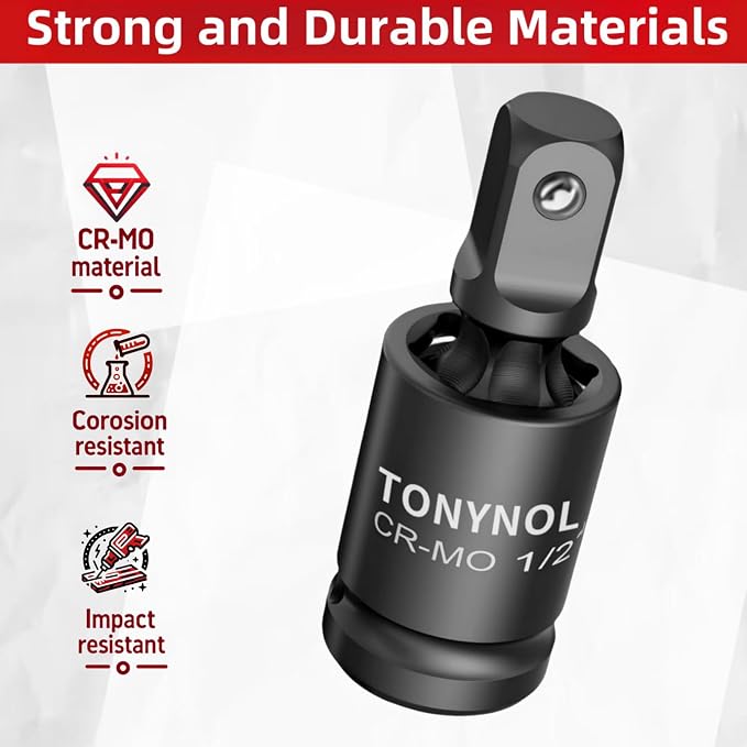 TONYNOL Universal Joint Swivel Socket Adapter, Cr‑Mo steel, impact grade - Image 2
