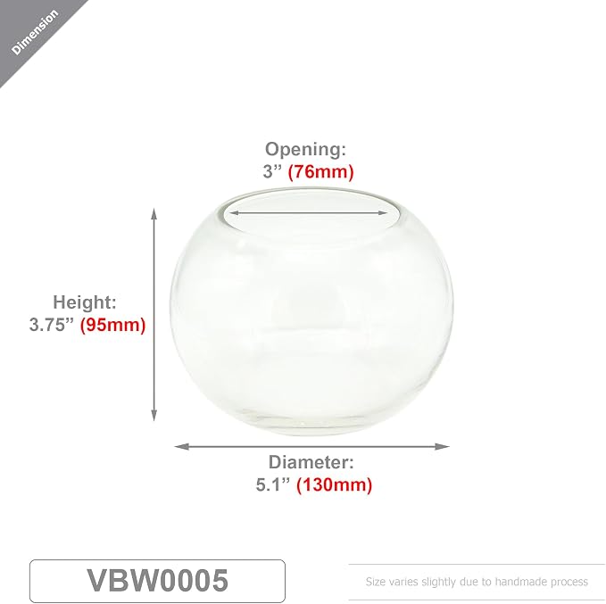 WGV Bowl Glass Vase, Diameter 5.1", Height 3.75", Open Width 3", 24 Pieces - Image 3