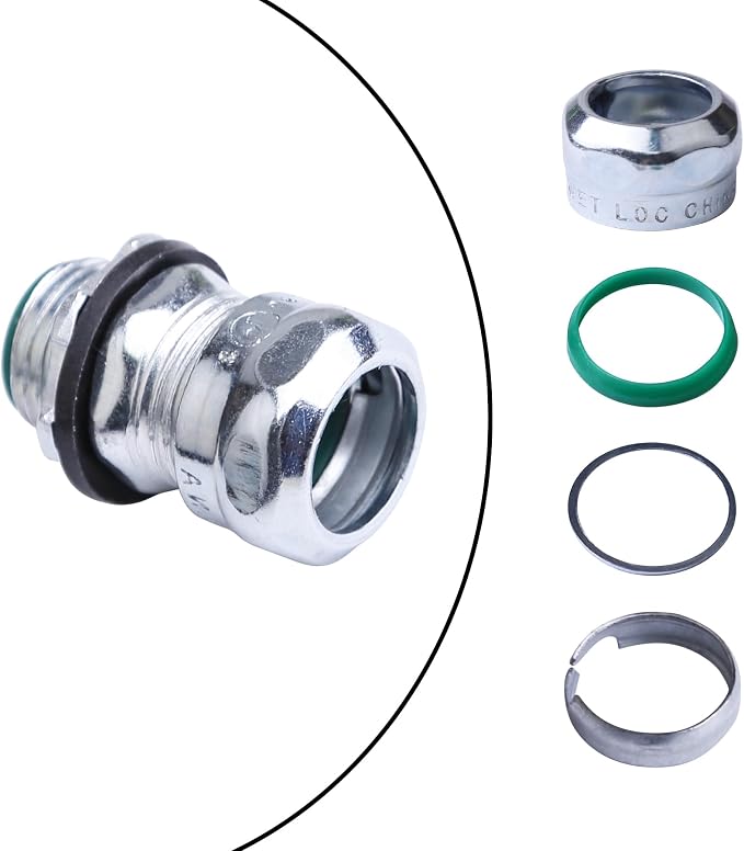 10 Pcs 3/4 Inch EMT Raintight Compression Connectors, Zinc Plated Steel - Image 4