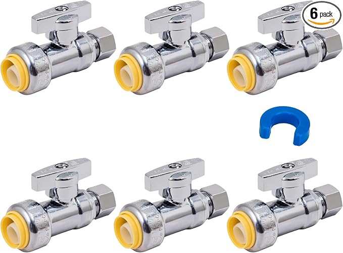 Straight Stop Valve, Water Shut Off Valve 1/2" x 3/8" Comp, Toilet Water Shutoff by SUNGATOR