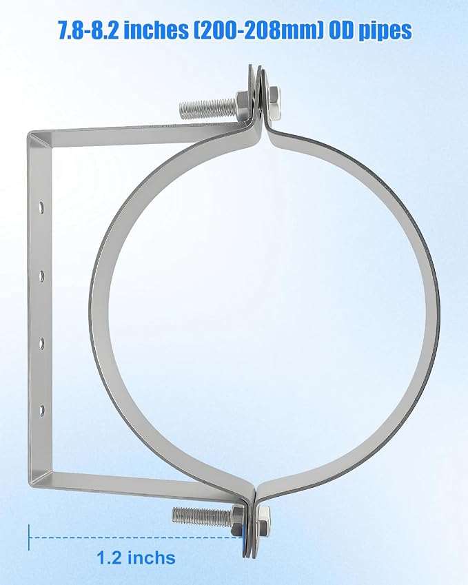 8 Inch Pipe Hanger Chimney Support Bracket | 2 Pcs Heavy Duty Steel Rigid Split - Image 5