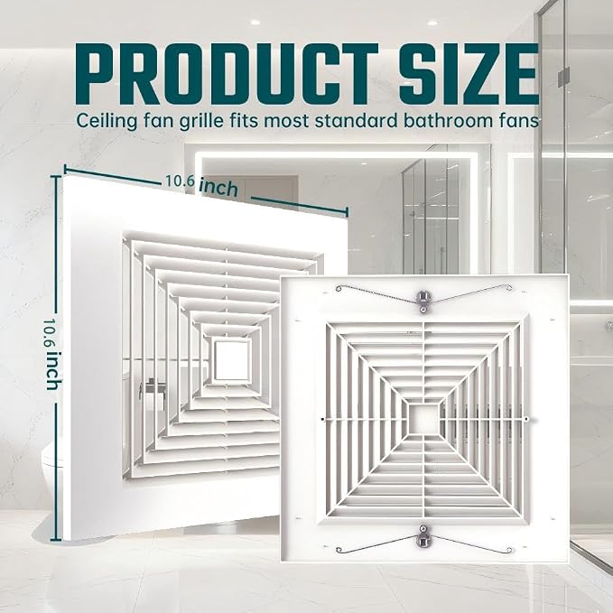 10.6" Bathroom Exhaust Fan Cover, Grille Replacement Parts - Image 2