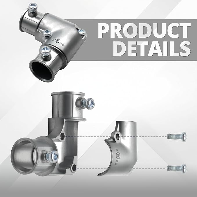 3/4 Inch EMT Conduit Fittings Inside Corner Pull Elbow, 5 Pack | Zinc Die-Cast - Image 4