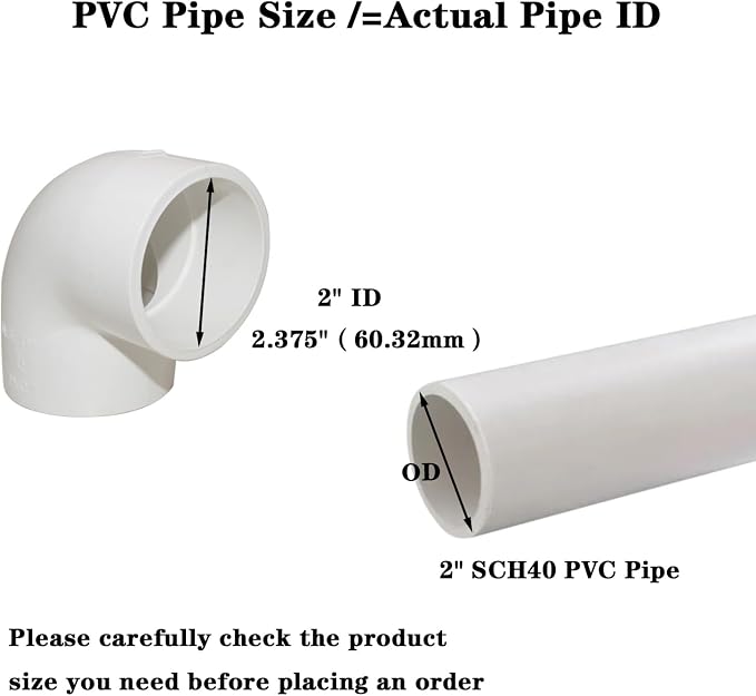 2PCS 2" 90 Degree Elbow PVC Pipe Fitting Adapter Coupling Connector Schedule 40 - Image 3