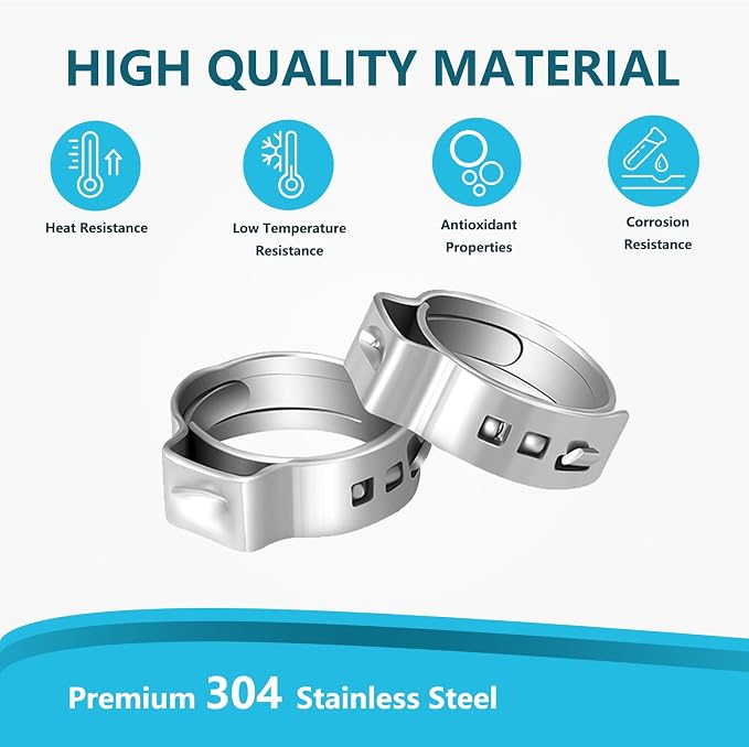 1500PC 1/2-Inch PEX Cinch Clamp Rings, 304 Stainless Steel Crimp Rings - Image 3