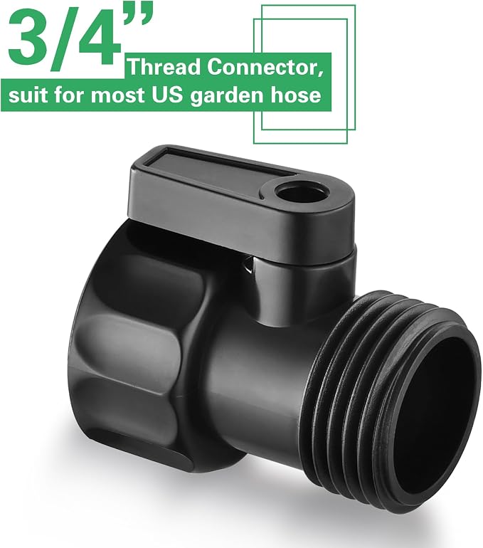 12 PCS 3/4'' Plastic Garden Hose Shut Off Valve, Water hose Shut-Off Ball Valve - Image 3