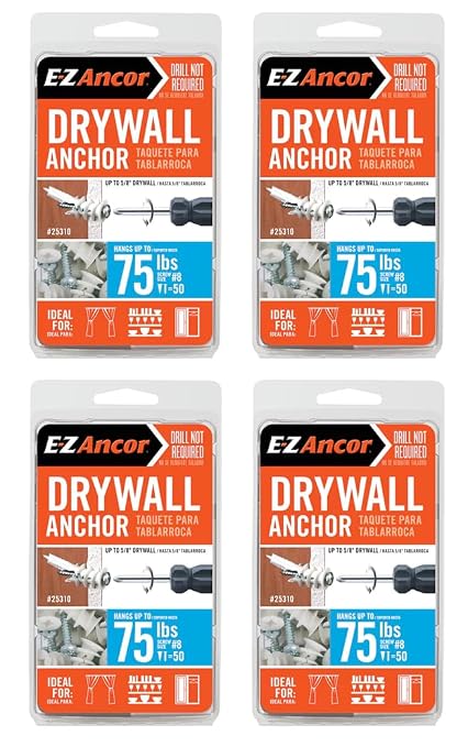 #8 x 1-1/4" Twist-N-Lock 75-lb Drywall Anchors by E-Z+Ancor
