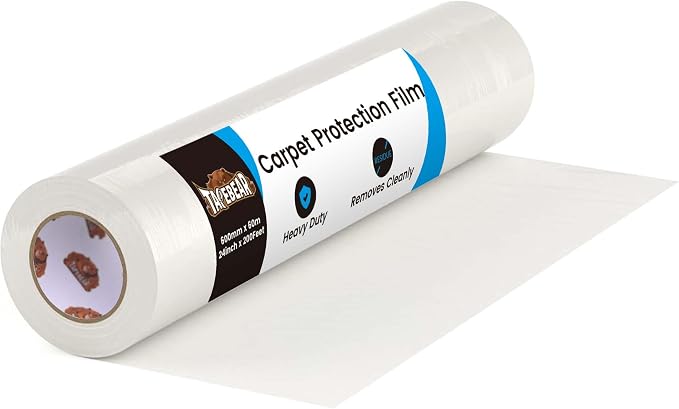 TAPEBEAR Carpet Protection Film 24" x 200' Self Adhesive Carpet Cover by TAPEBEAR