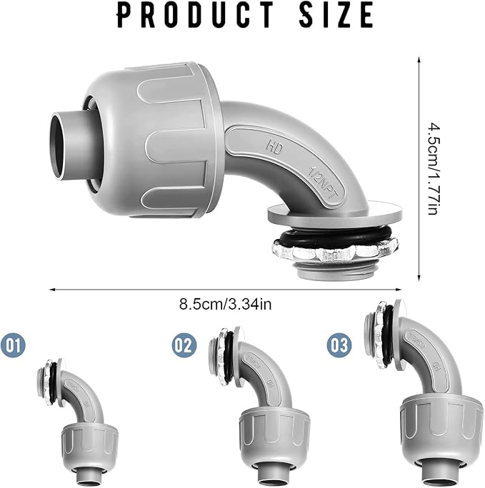 BBTO 100 Pieces 1/2 Inch Liquid Tight Connector Flexible Non Metallic - Image 2