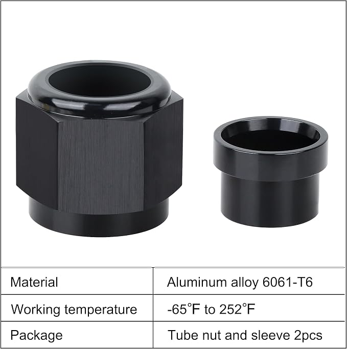 EVIL ENERGY 10AN Female Hardline Tube Nut & Sleeve Aluminum Fitting - Image 3