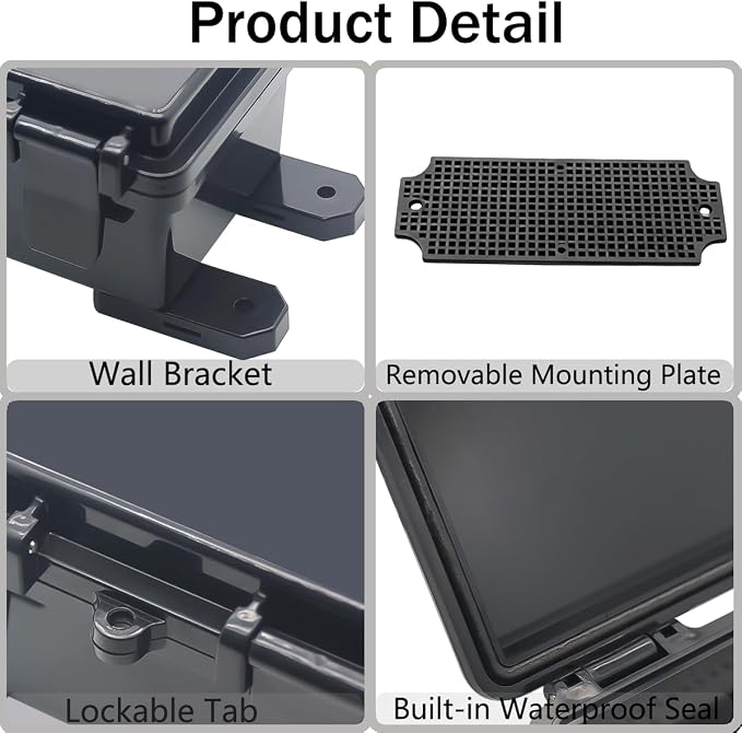 Junction Box, Hinged Black Clear Cover IP67 Waterproof ABS Project Box - Image 4