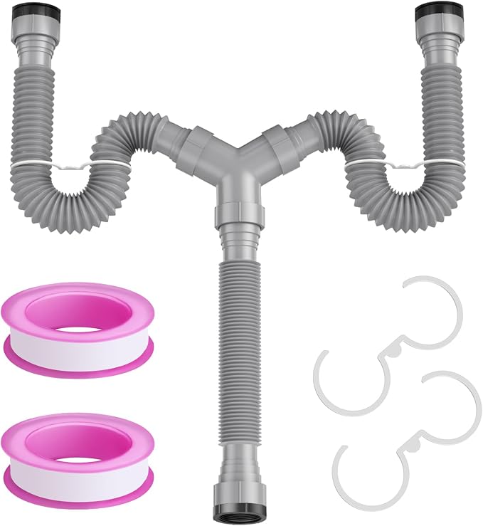 Double Sink Drain Pipe Kit by Unknown
