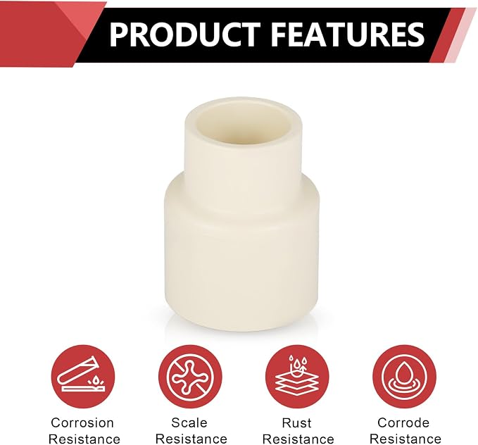 10 Pack EFIELD CPVC Coupling Adapter Fittings, 3/4" Slip x 1/2" Slip | Socket - Image 3