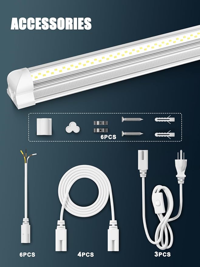 Industrial-grade Ultra-Bright 100W 8FT Led Shop Lights 15000LM 6Pack | 8' - Image 7
