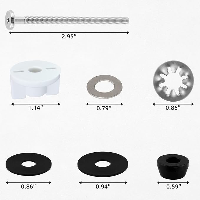 2PCS Universal Toilet Seat Bolts Kit, 3 Inches, Stainless Steel Made - Image 2