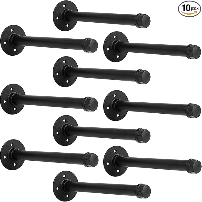 Industrial Pipe Shelf Brackets 10-Pack 14 Inch by YCCO