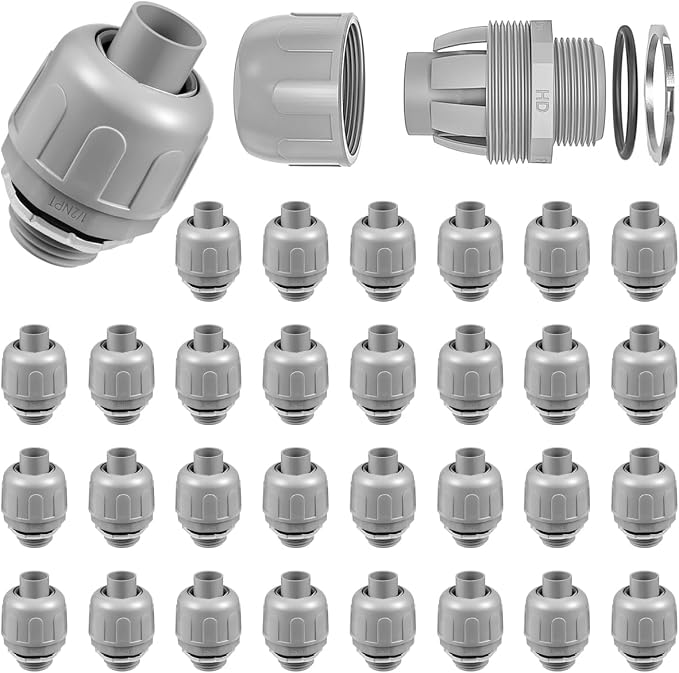 32-Pack 3/8" NPT UL Liquid Tight Connector Conduit Fitting PVC Straight | UV by Aandxmok