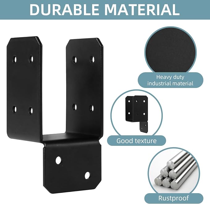 16pcs Black Caps Tie Bracket for 2x4 Post, Post Anchor Connector Carbon Steel - Image 5