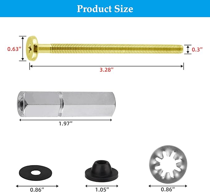 Hibbent 2 PCS Universal Toilet Seat Bolts Kit, Brass Bolts - Image 5
