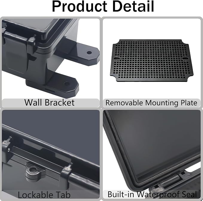 Junction Box, Hinged Black Cover IP67 Waterproof ABS Project Box - Image 4